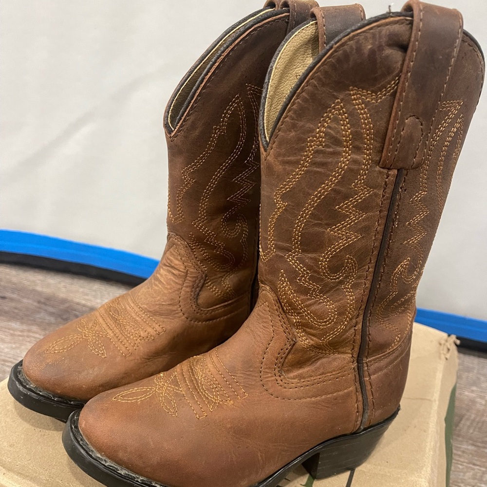 Kids Brown Western Cowboy Boots - Classic Pull-On Style - Picture 5 of 9